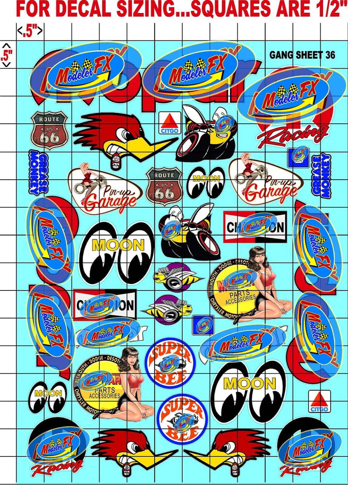 WHITE Vinyl Sticker Sheet 36-R/C MODEL Decal fits 1/10-1/16 Scale MOPARSRACING