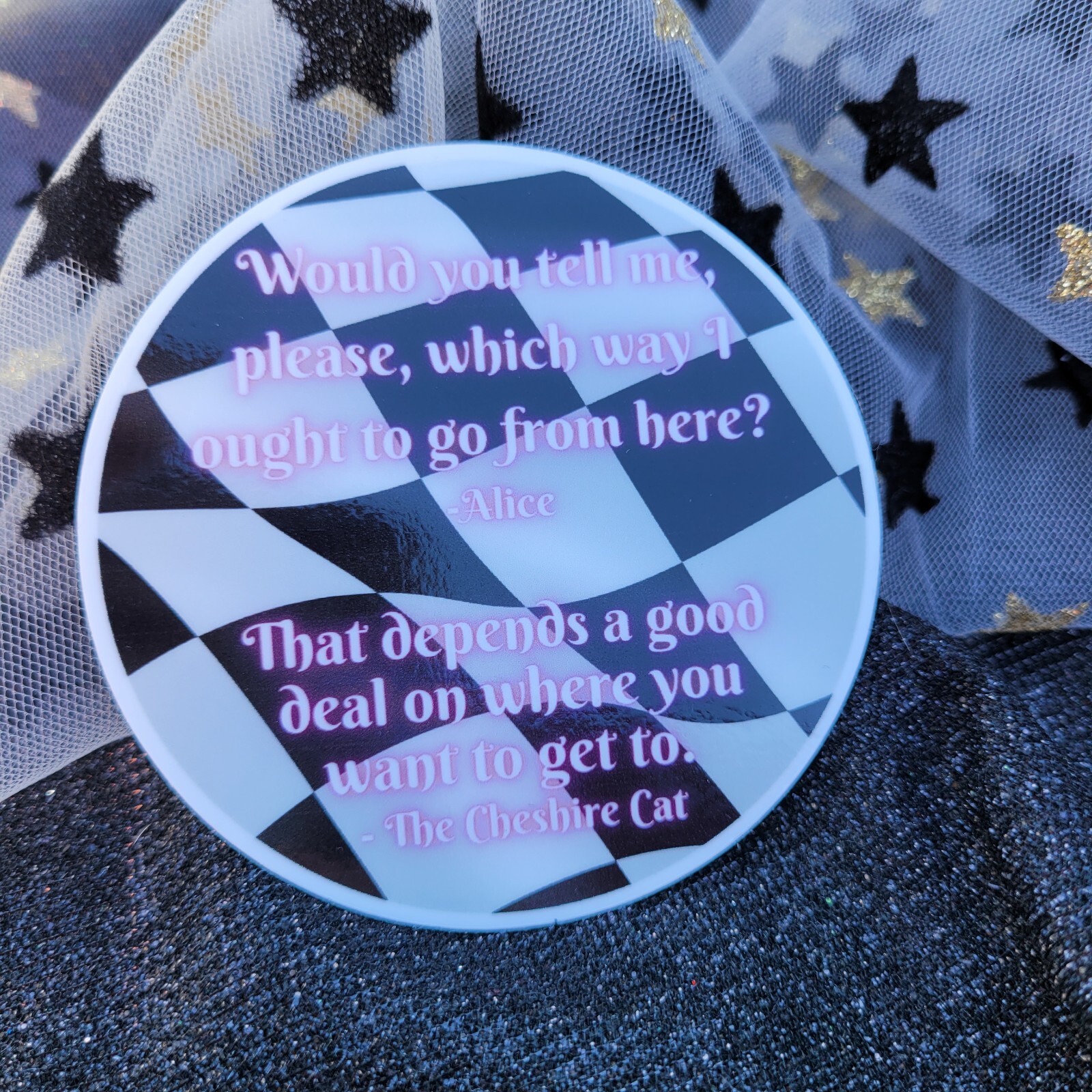 STKR026 Alice in Wonderland Vinyl Sticker -which way I ought to go – Book Quote