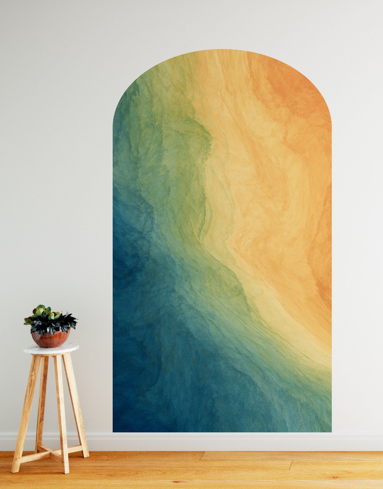 Arch Wall Decal. Colorful Liquid Fluid Watercolor Arch Peel and Stick Wall Decal