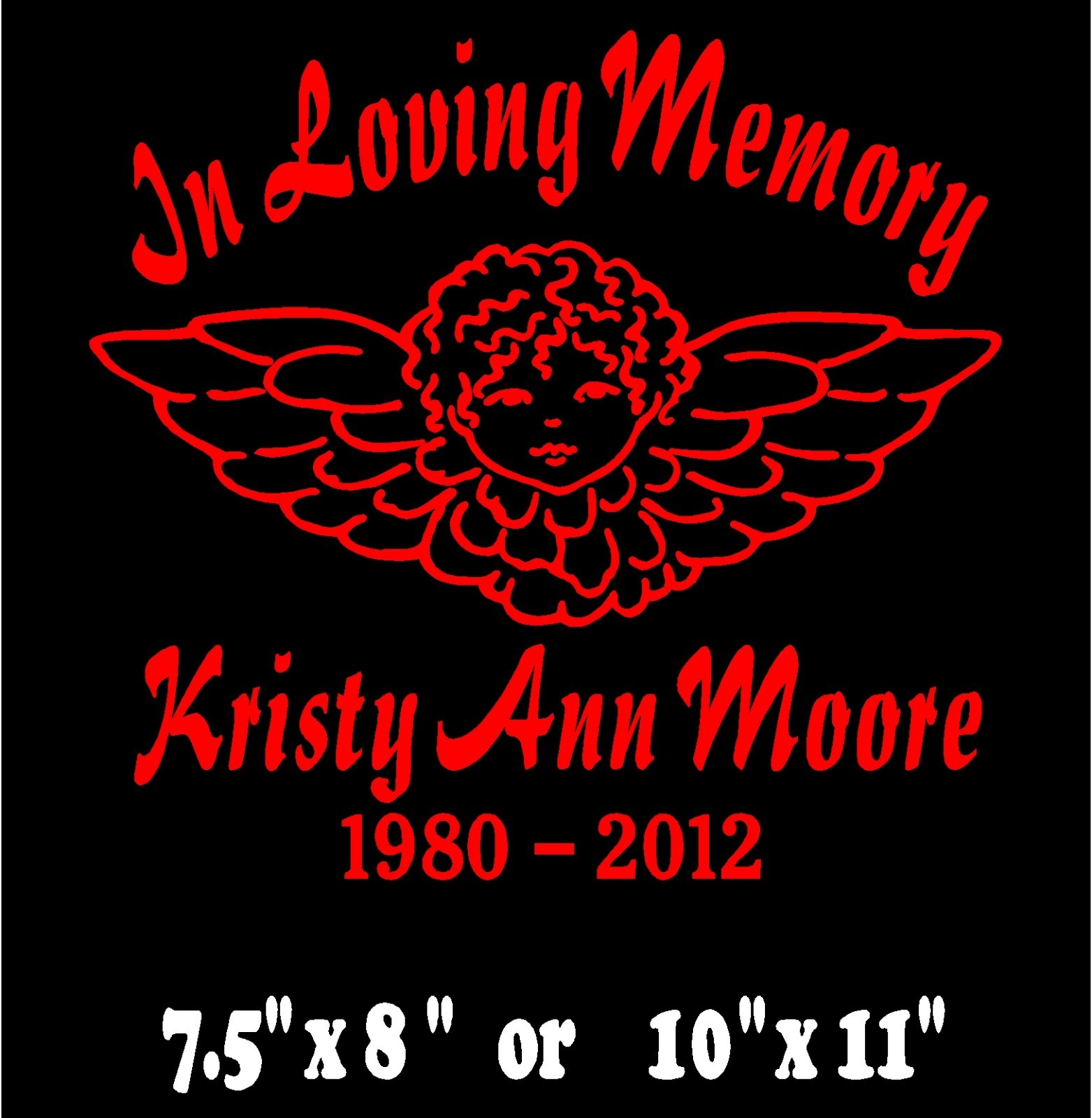 Angel Cherub In Loving Memory Decal Car Window Vinyl Sticker Personalized