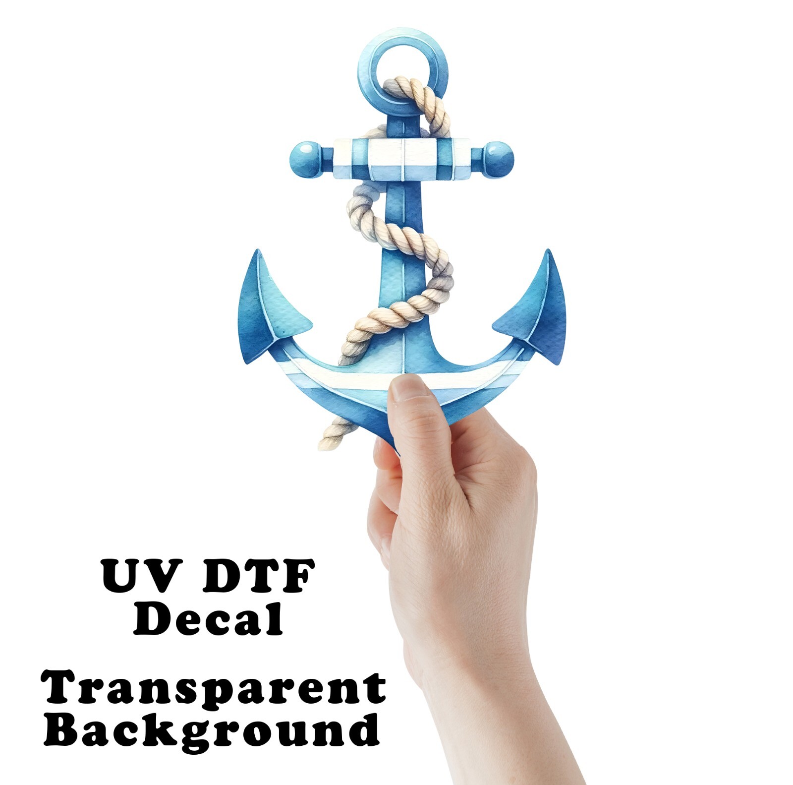 Blue and White Anchor UV DTF Transparent Sticker / Decal