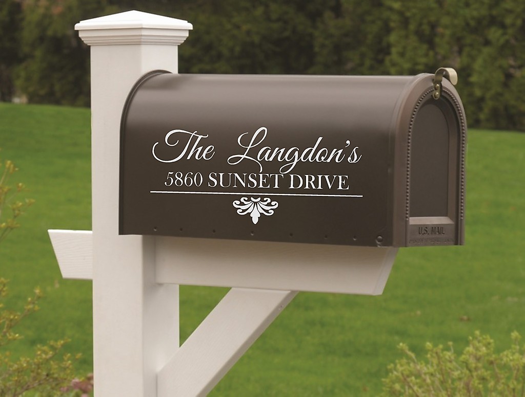 Mailbox Vinyl Decal-Custom Name and Address-Set of TWO-Vinyl Lettering