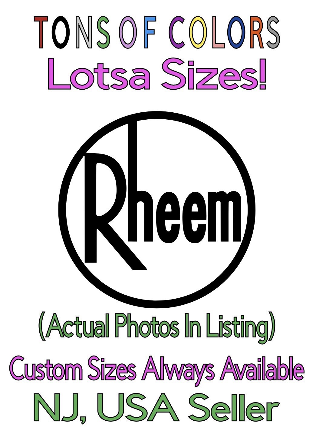 Rheem HVAC Die Cut Vinyl Decal Heating Cooling Plumbing Trades Blue Collar Van 2