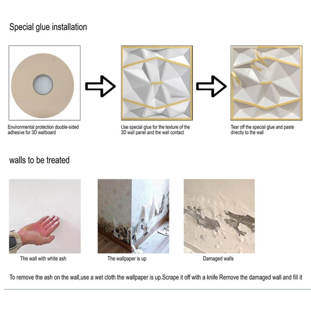 12pcs 3D PVC Wall Panels Wallpaper Fireproof Waterproof Cover to 35 Sq.ft