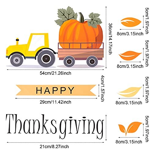 5 Pieces Thanksgiving Wall Stickers Maple Leaves Blessed Wall Decals Thankful