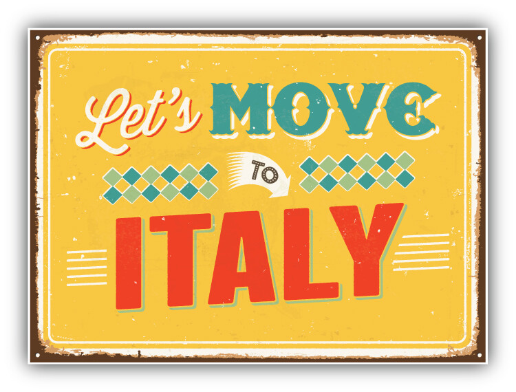 Let's Move To Italy Vintage Travel Label Car Bumper Sticker Decal