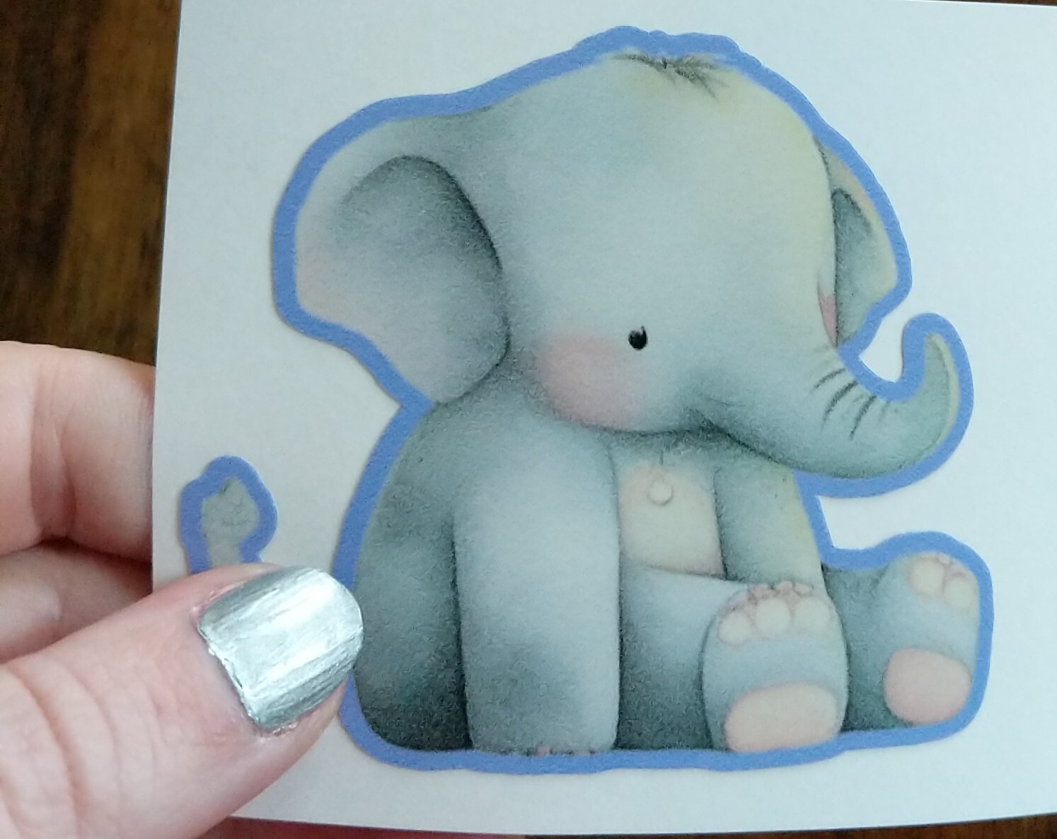 3" Baby Elephant Vinyl Decal Sticker Pink or Blue Zoo Animals Wildlife Kids Love