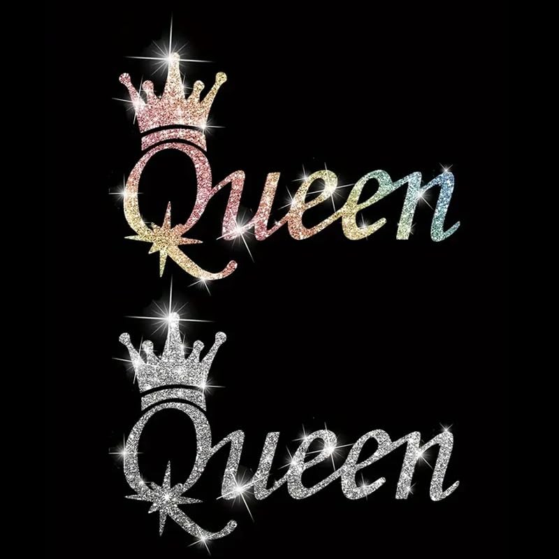 2PCS Sparkling Crown Queen Self-Adhesive PVC Rainbow Glittery Decal Sticker