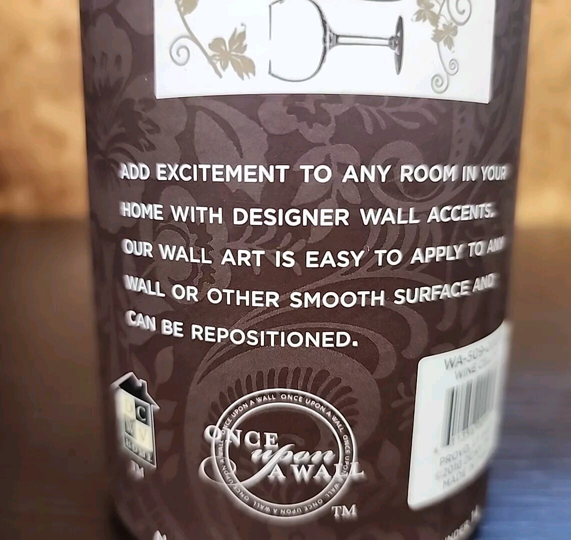 Set of 4 Designer Wall Accents Metallic Wine Chardonnay Decorator Wall Kit NIB