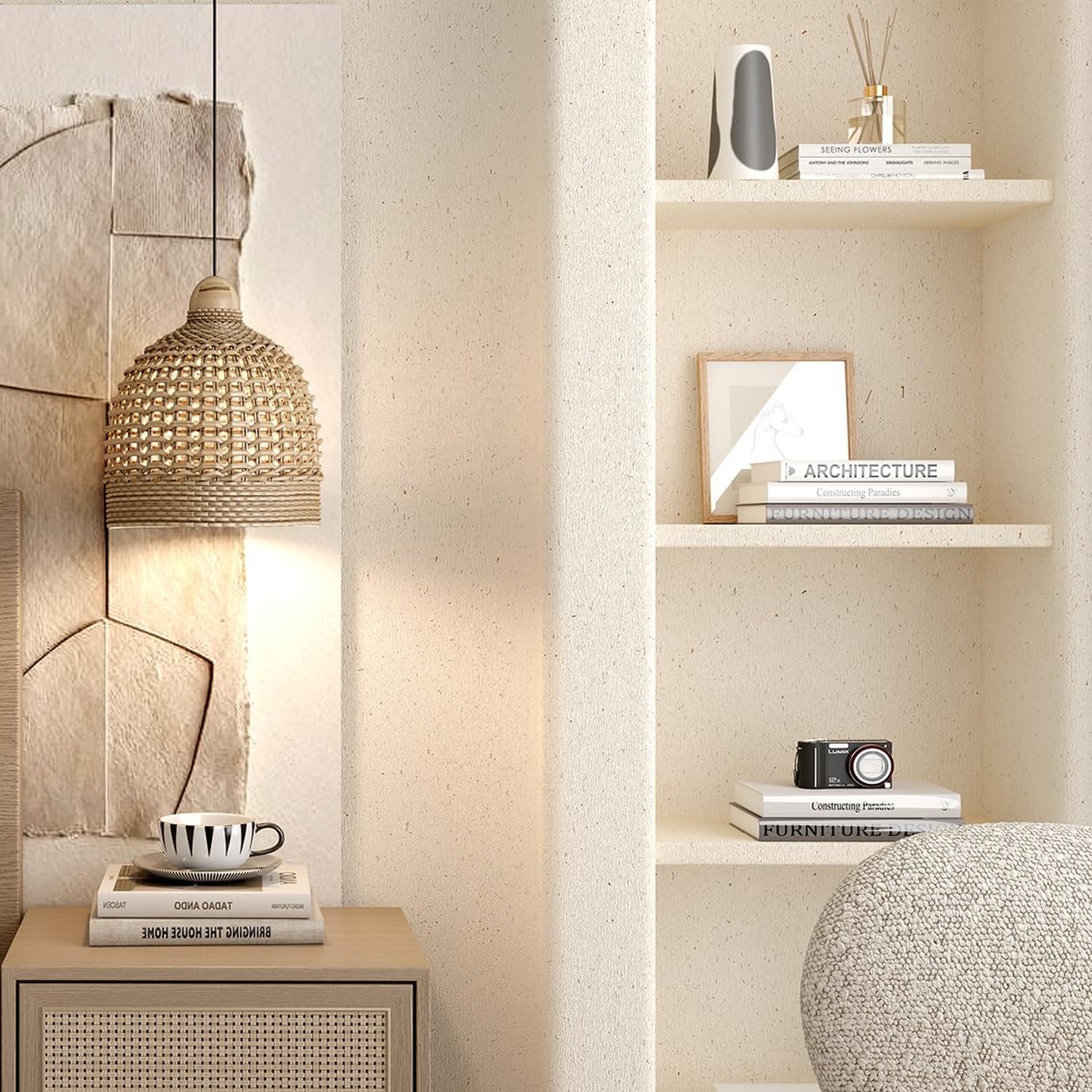 Natural White Wallpaper Grasscloth Textured Peel and Stick Wall Fabric&Wallpa…