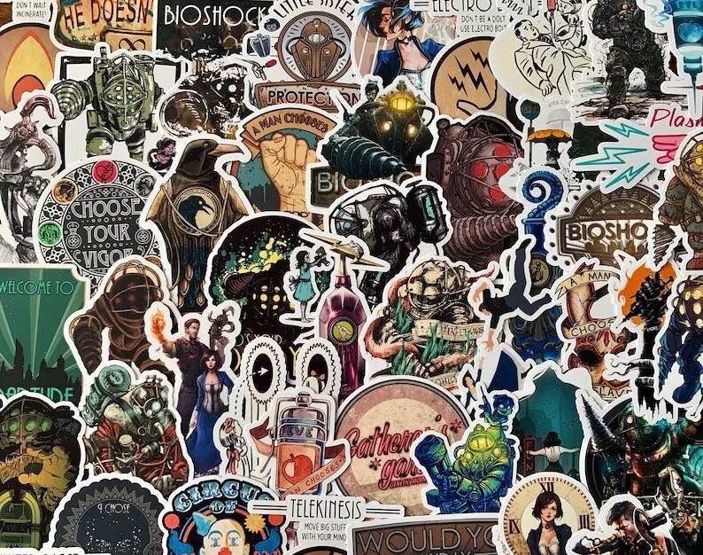 Bioshock Sticker Pack – 25/50 Stickers – Vinyl Decal Infinite Big Daddy Plasmid