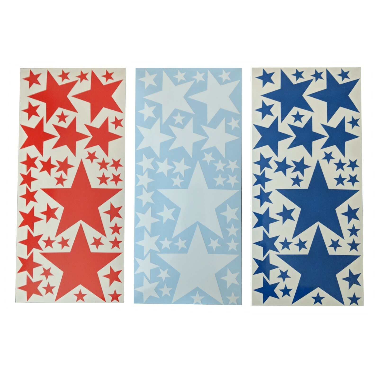 Red White & Blue Star Decals, 123 stars, Indoor/Matte or Outdoor/Gloss Vinyl
