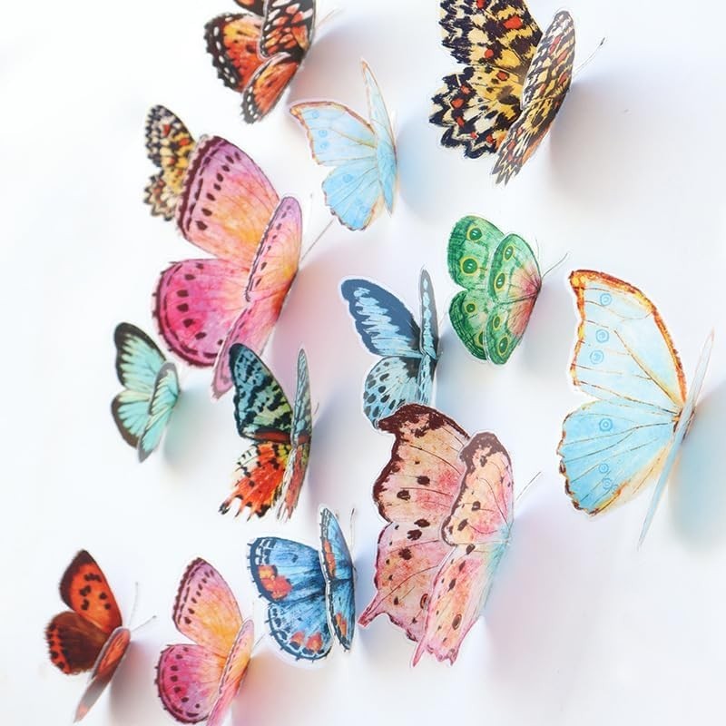 36 Pcs Watercolor Butterfly 3D Wall Stickers Butterflies Room Home Decoration…