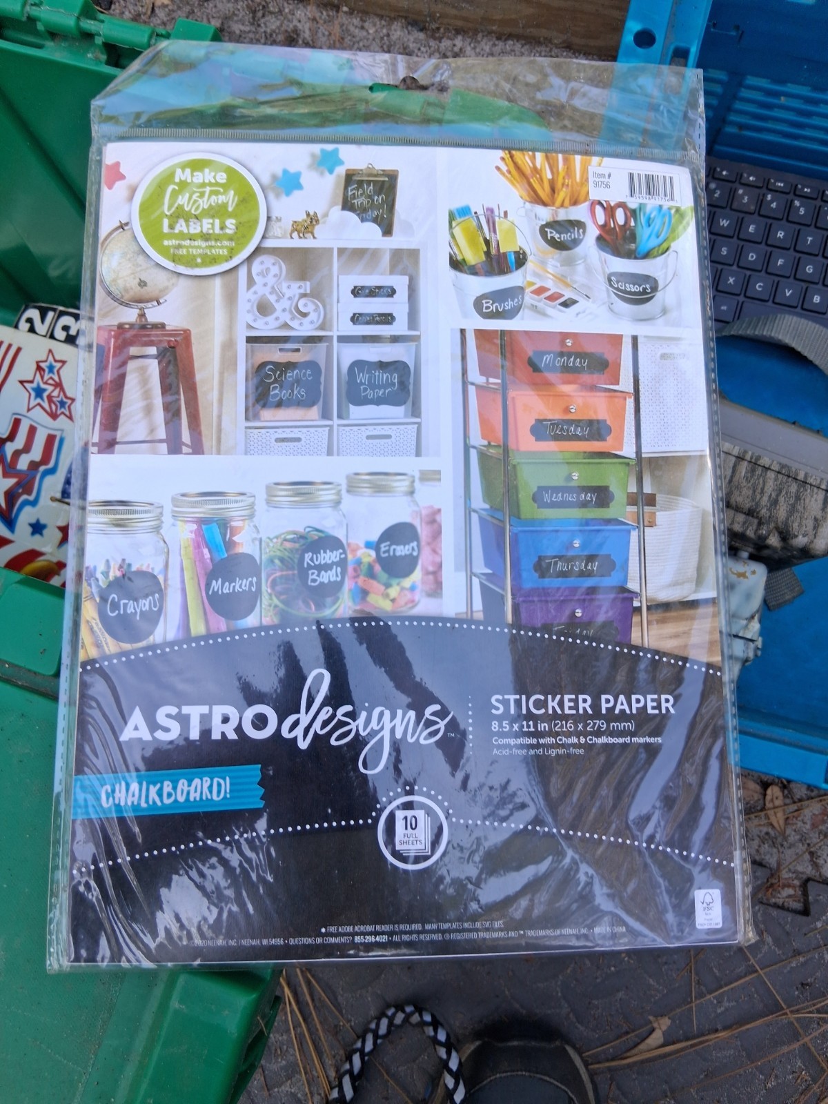 Astrodesigns Chalkboard Sticker Paper, Black 8.5×11 in 10 Sheets ST916