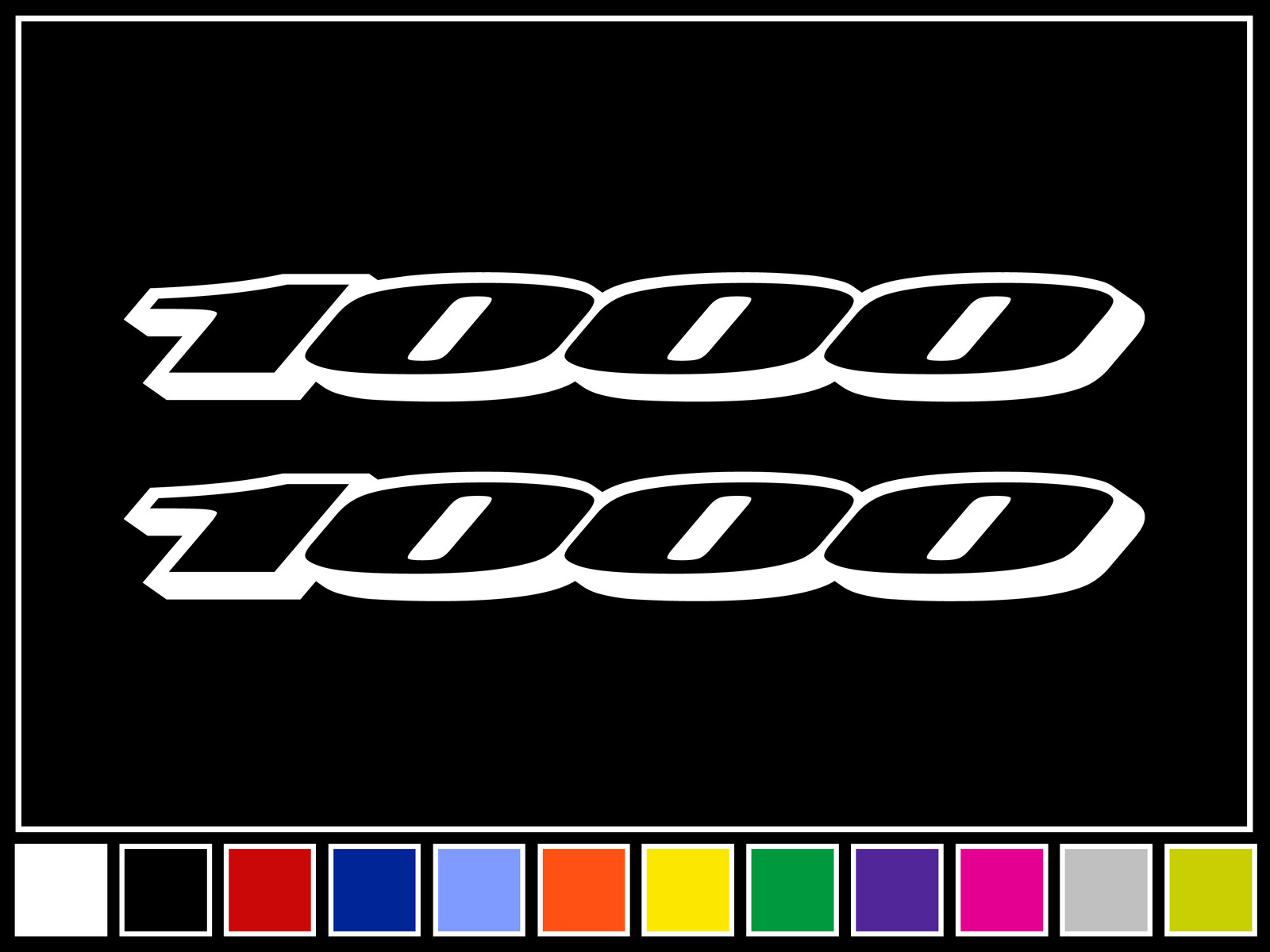 (2) 1000 Decals *15 COLORS* Vinyl Motorcycle Bike Stickers