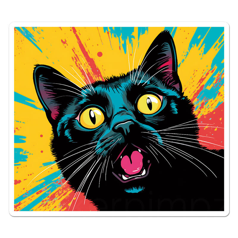Popart Black Cat, Vinyl Decal Sticker, Indoor Outdoor, 3 Sizes, #11860