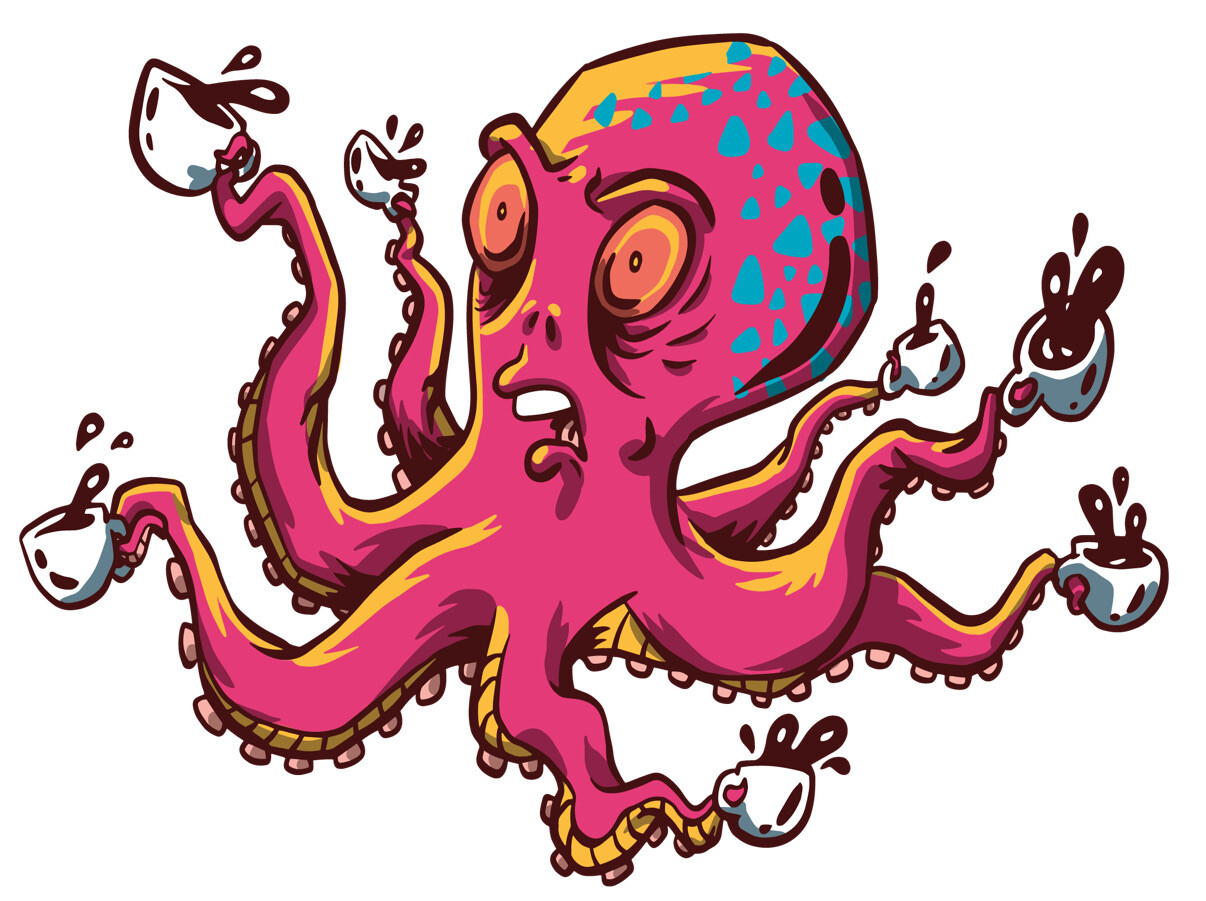 3” Octopus Coffee Sticker Sea Creature Ocean Mug Caffeine Urban Art