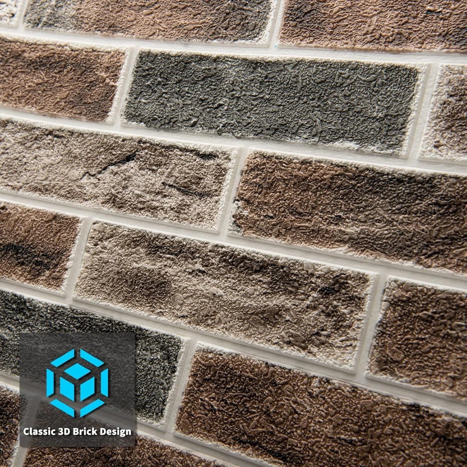 Self-Adhesive 3D Wall Panels – 20-Pack Gray Brown Faux Brick for Modern Decor
