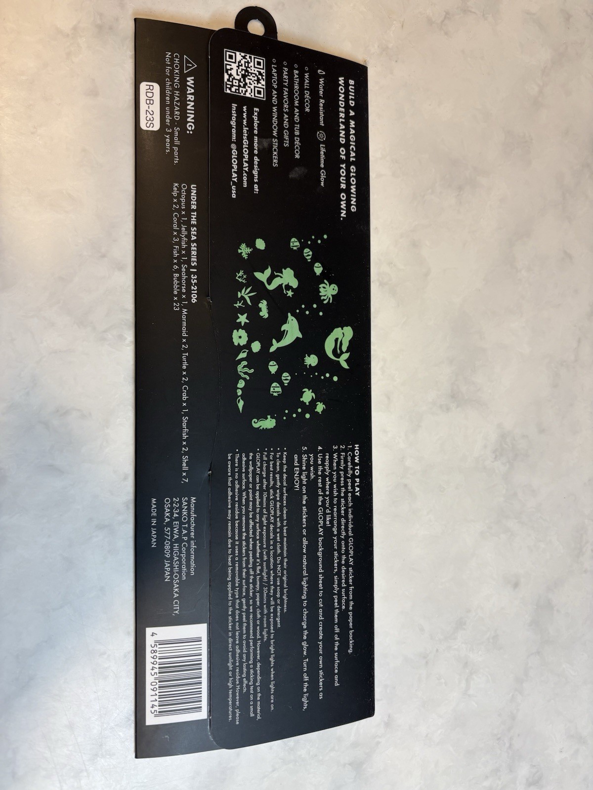 Gloplay Under The Sea Wall Glow-in-the-Dark Stickers Removable & Reusable New