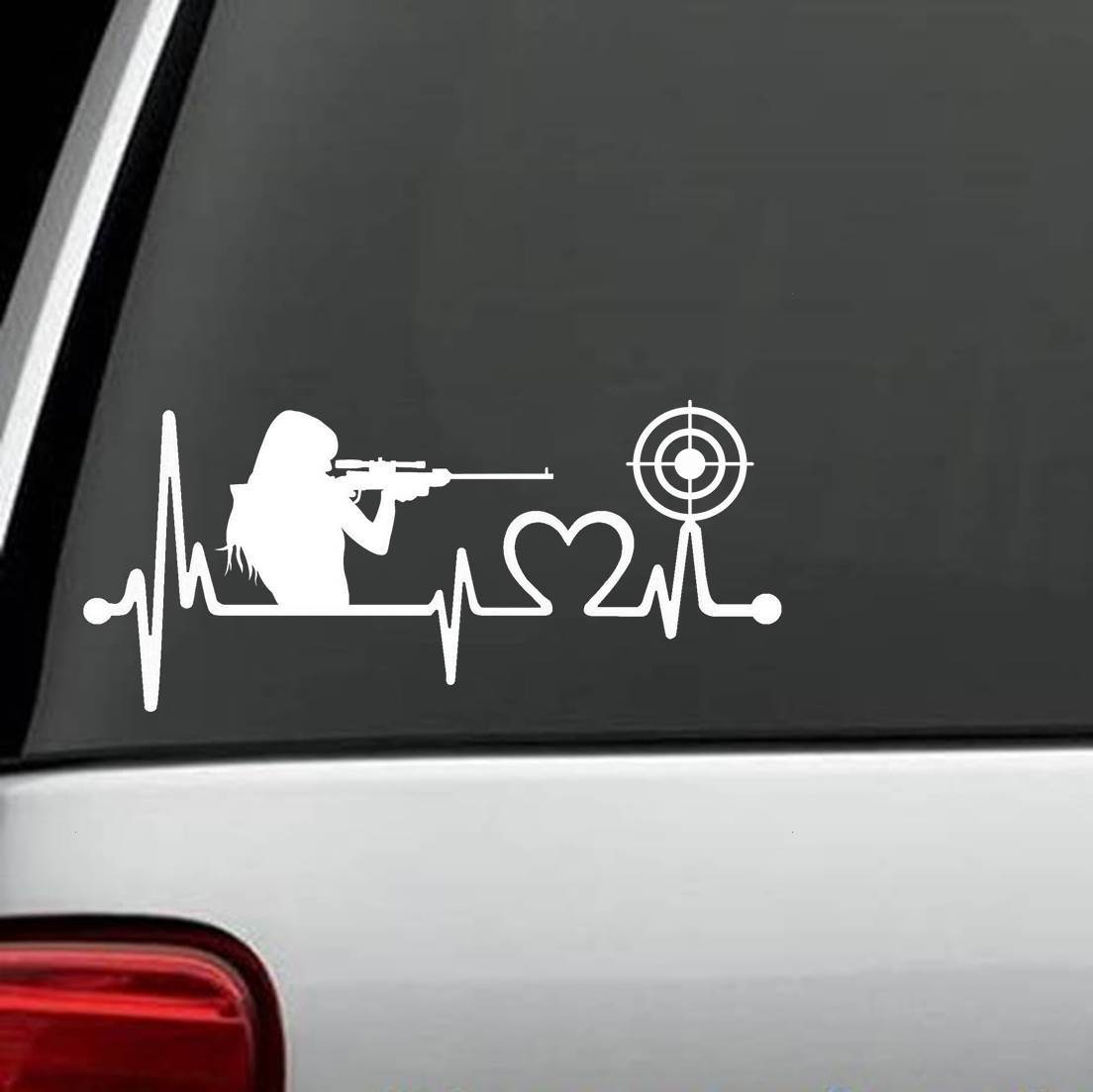 Gun Girl Heartbeat Target Shooting Decal Sticker Love Guns Rifle Pistol K1100