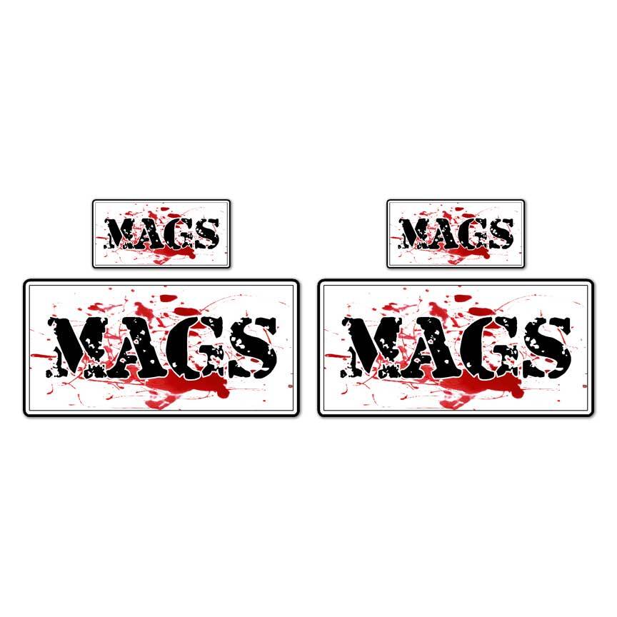 MAGS Bloody Ammo Box Set, Vinyl Decal Sticker, 2@ 1"x2" & 2@ 2"x4", #8470
