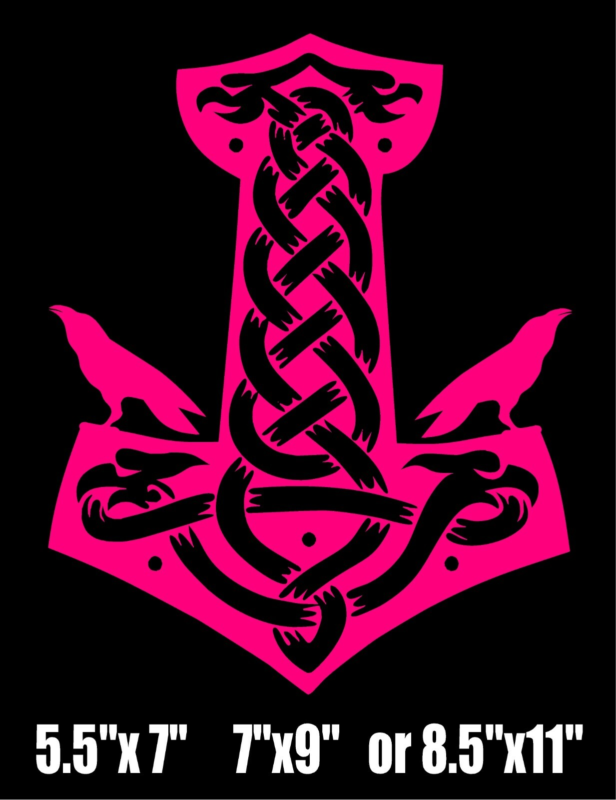 Thor's Hammer Decal Mjolnir with Ravens Viking car window laptop vinyl sticker