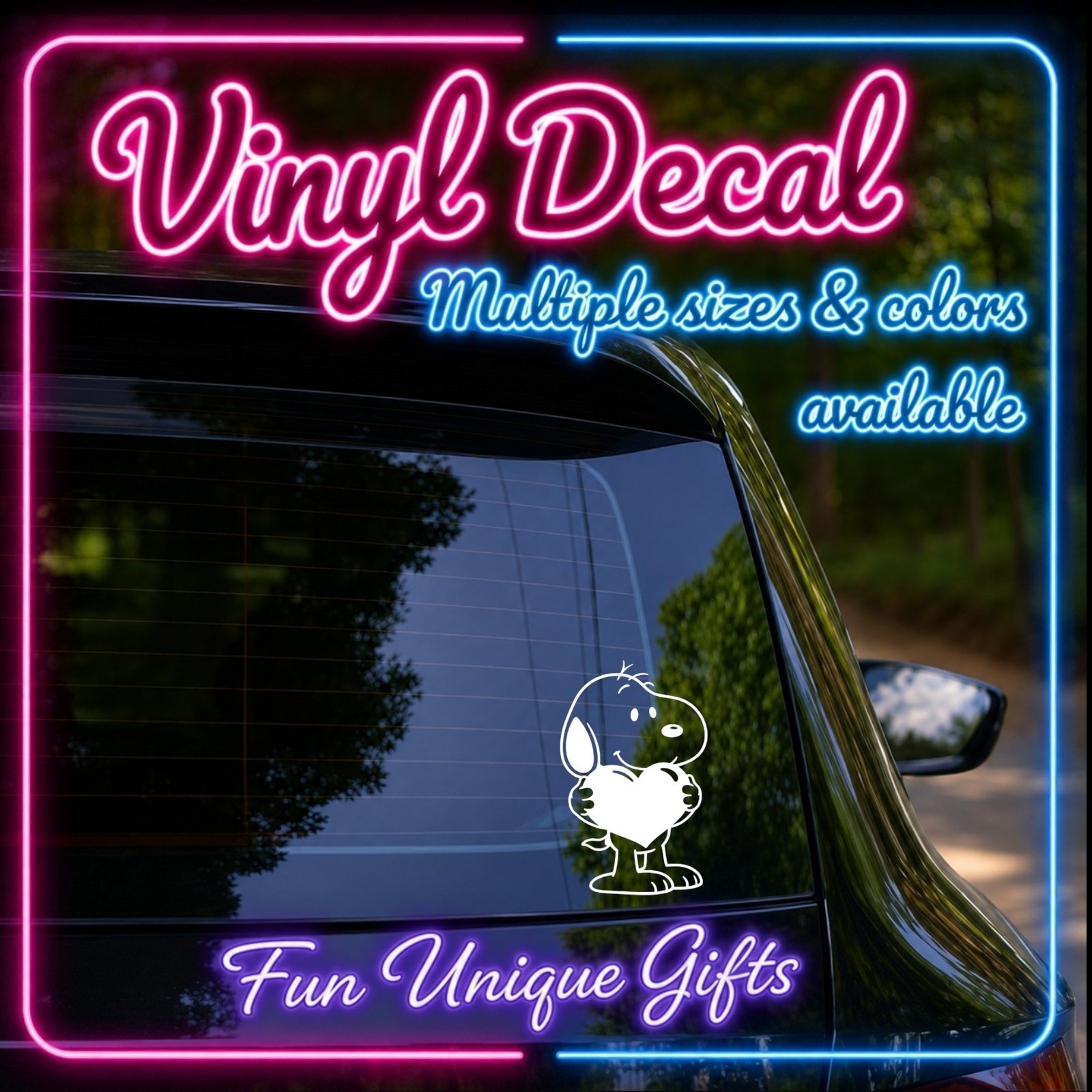 Snoopy Heart Vinyl Decal Sticker -Multiple Colors & Sizes- SHIPS FREE!