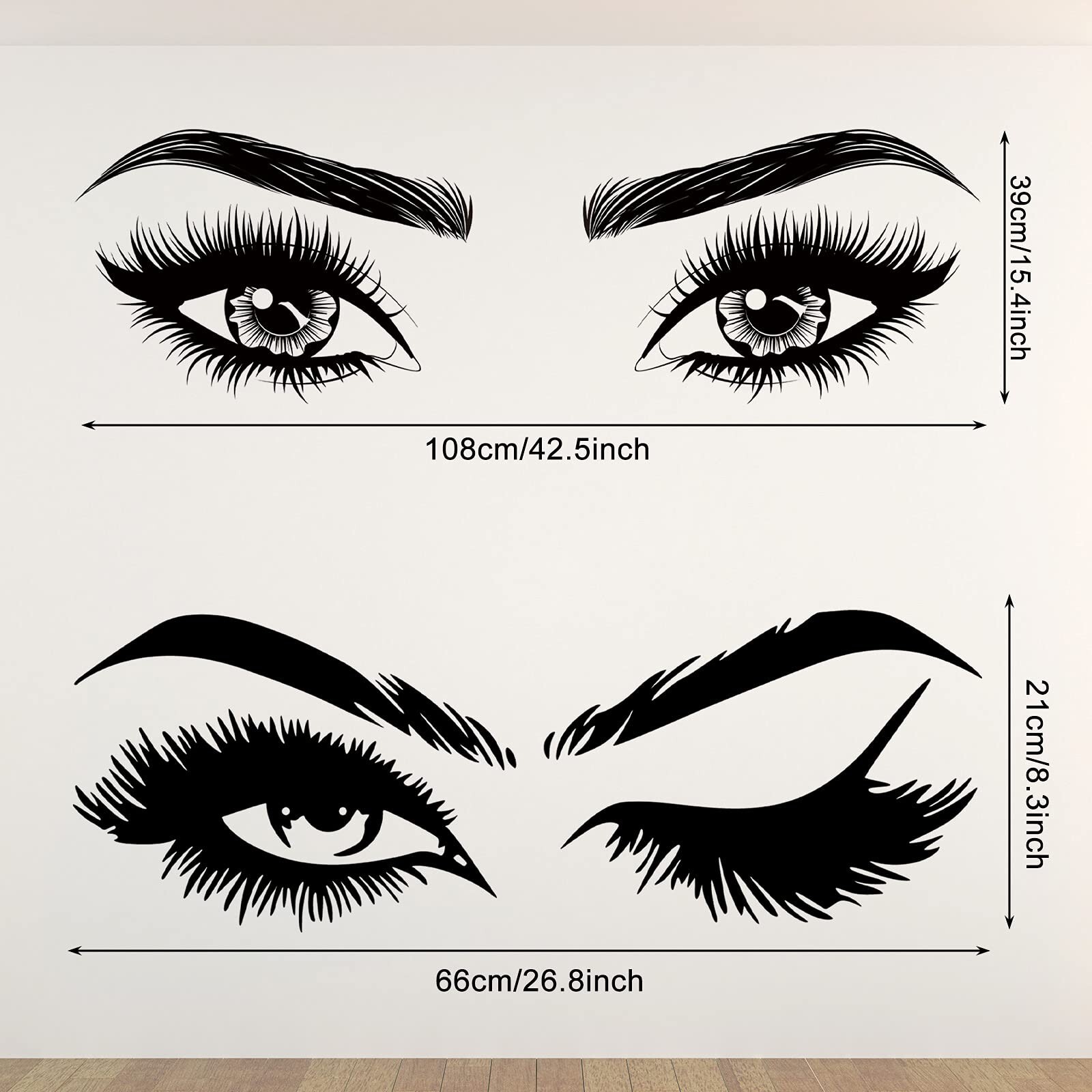 2 Pieces Eyes Wall Decal Big Eyes Wall Stickers Fashion Eyelash Wall Sticker …