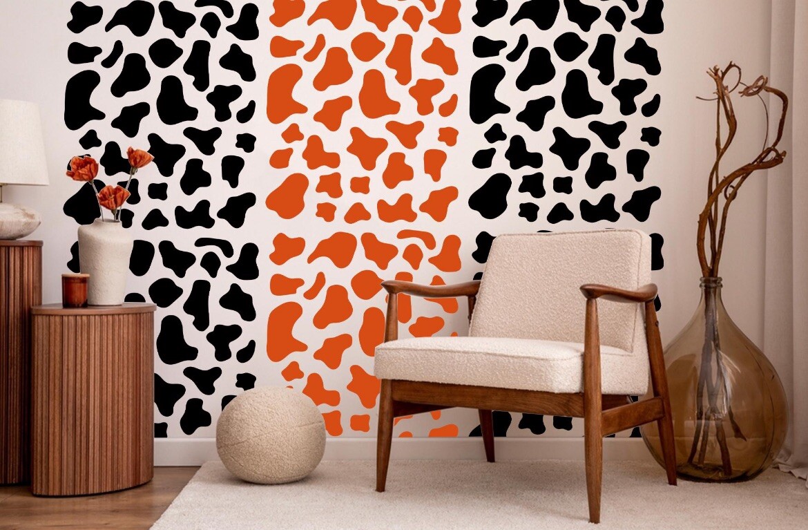 Cow Spots Wall Decals | 80" x 22" Peel and Stick Decor | Cow Print Decals