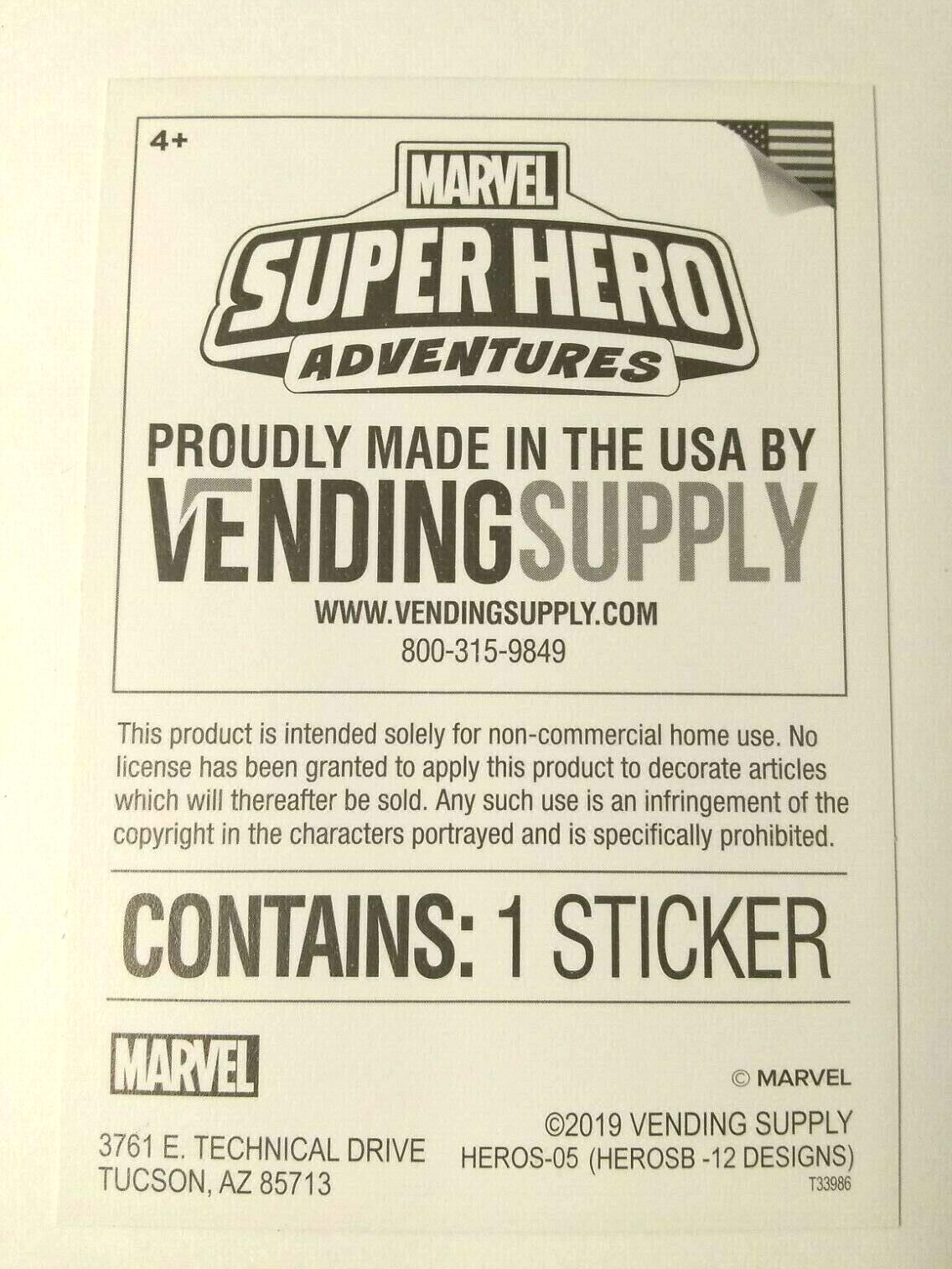 Official Marvel Superhero Adventures Hulk Sticker Vending Decal