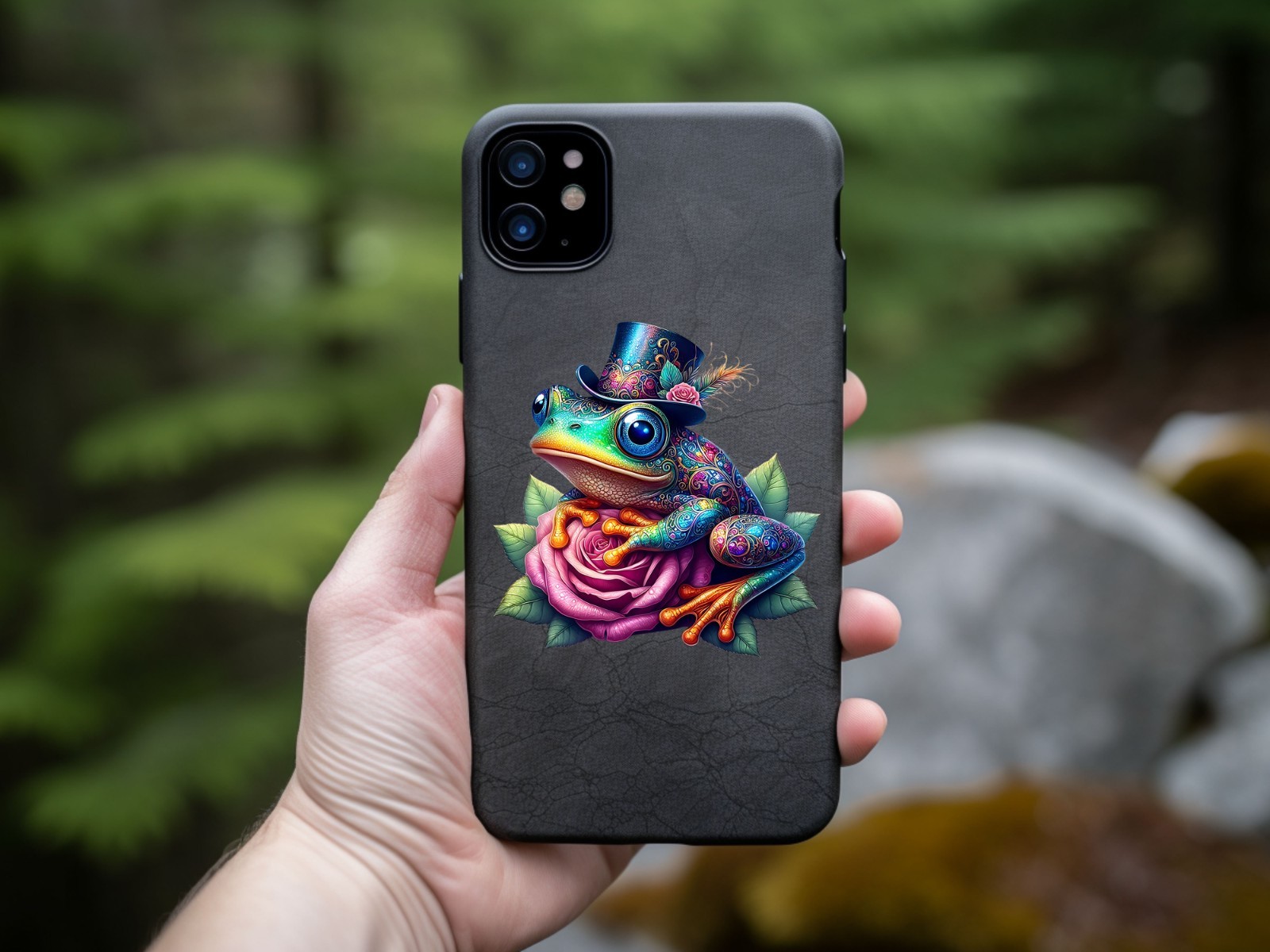 Whimsical Frog on Rose UV DTF Transparent Sticker / Decal
