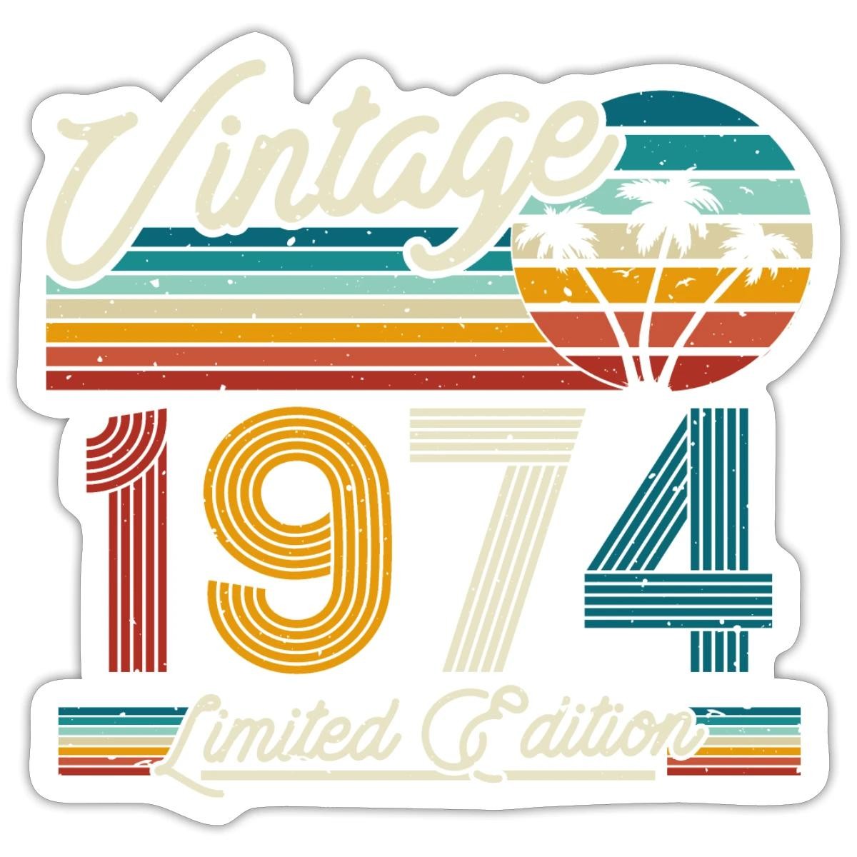 Vintage 1974 Limited Edition 50th Birthday Gift Sticker, max. 4 x 4"