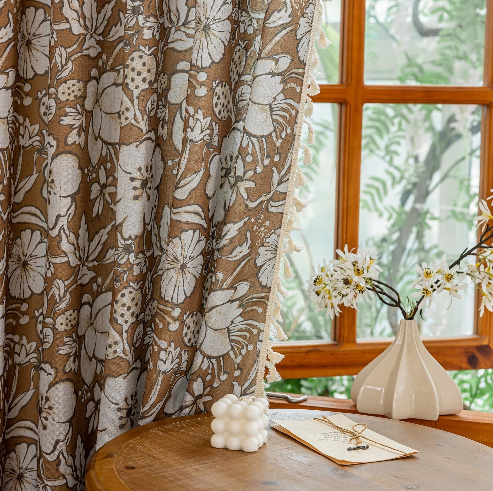 YJ YANJUN Boho Living Room Curtains 84 Inch Length 2 Panels Rustic Hope Flora…