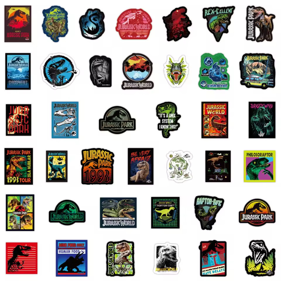 75 JURASSIC WORLD/PARK MOVIE Inspired Sticker-Tool Box, Water-Bottle, Bike Truck