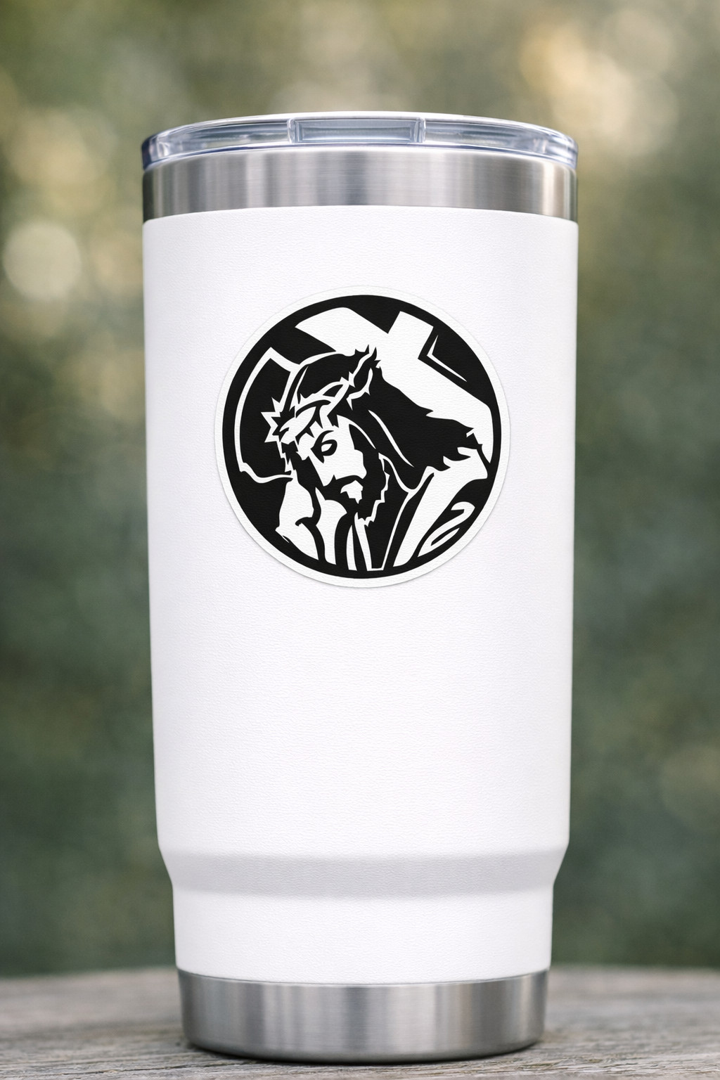 Christian Cross Vinyl Sticker Decal Religious Jesus Thorns Crown 02