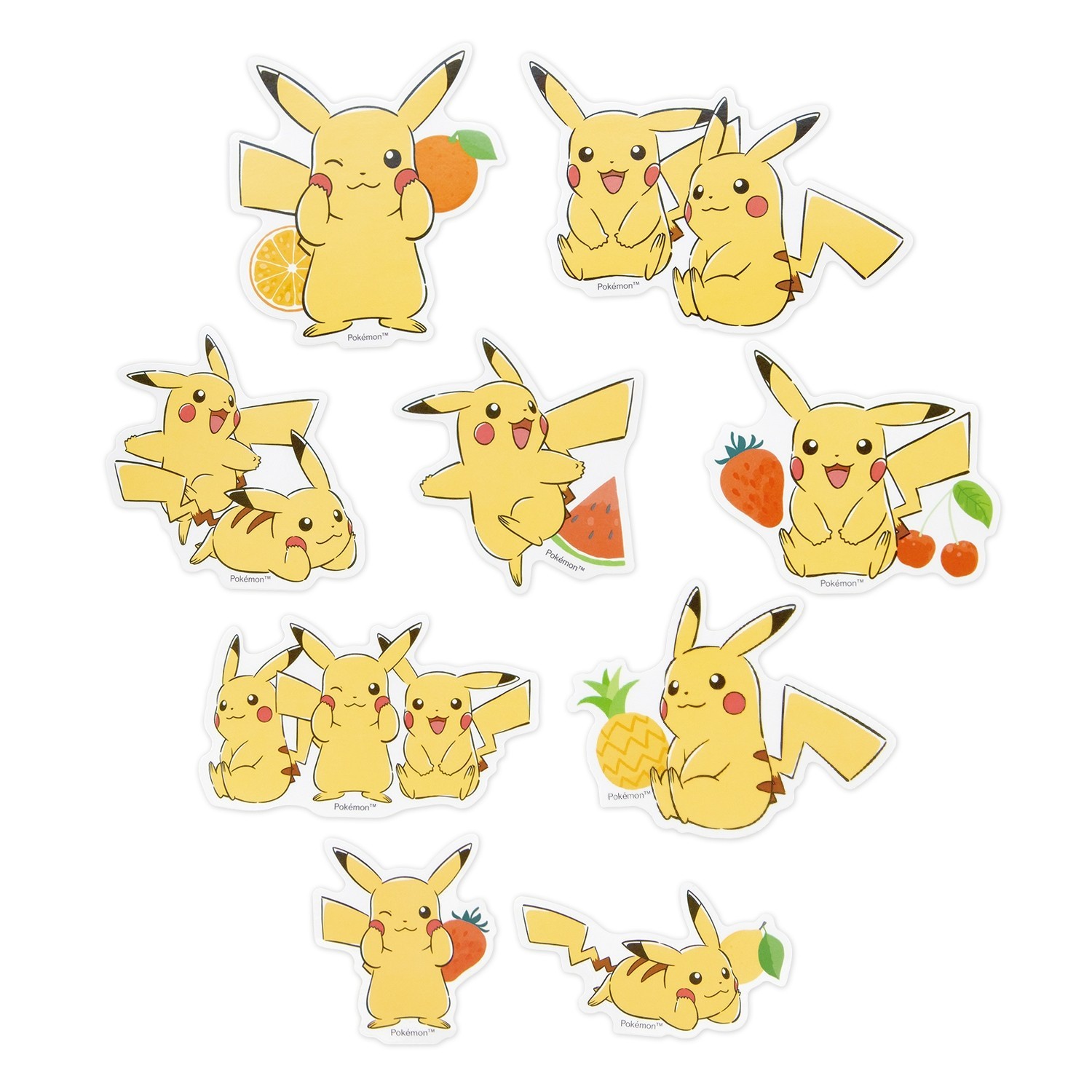 Pokemon Center Decoration Sticker/Fruit_Yellow Pikachu Kanto 25 Orange Cherry