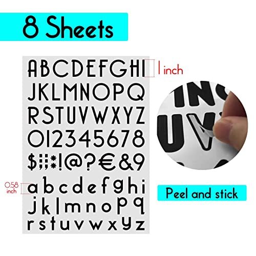 584 Pieces 8 sheets 1 inch Self-Adhesive Vinyl Letters Numbers Kit, Modern