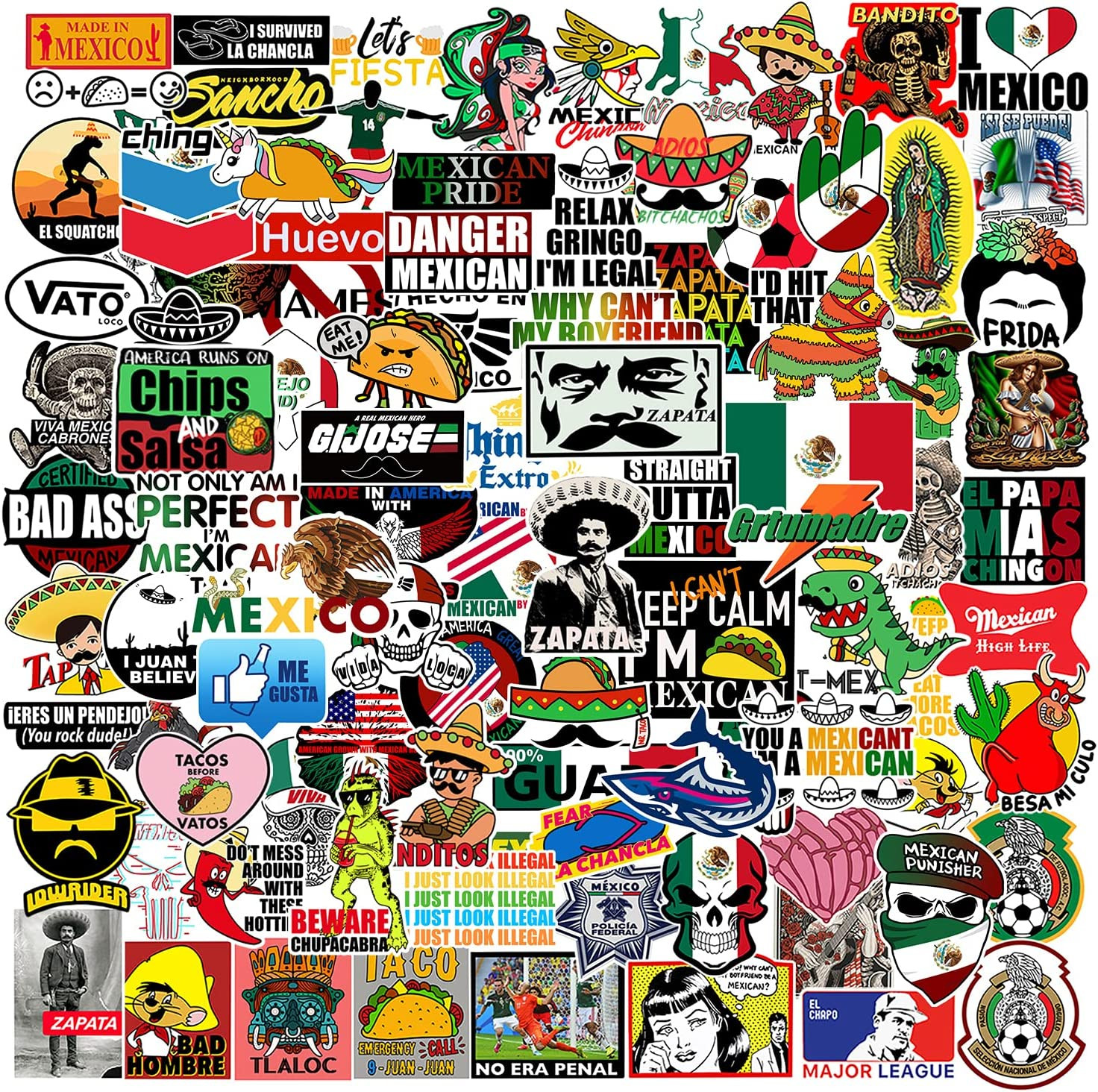 100Pcs Mexican Hardhat Stickers, Funny Vinyl Mexico Tool Box Stickers, Design fo