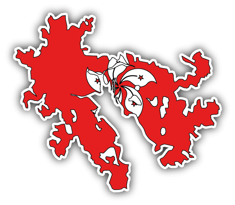 Hong Kong Map Flag Car Bumper Sticker Decal