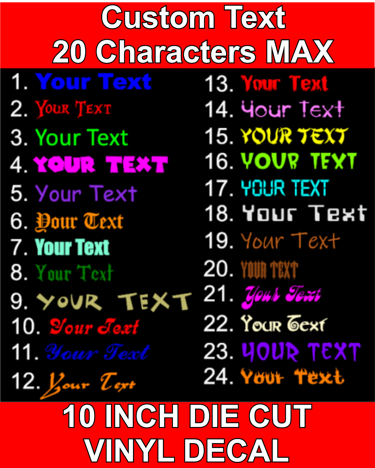 10in Custom Text Business Logo, Personalized Label, Gamer Tag, Custom Lettering