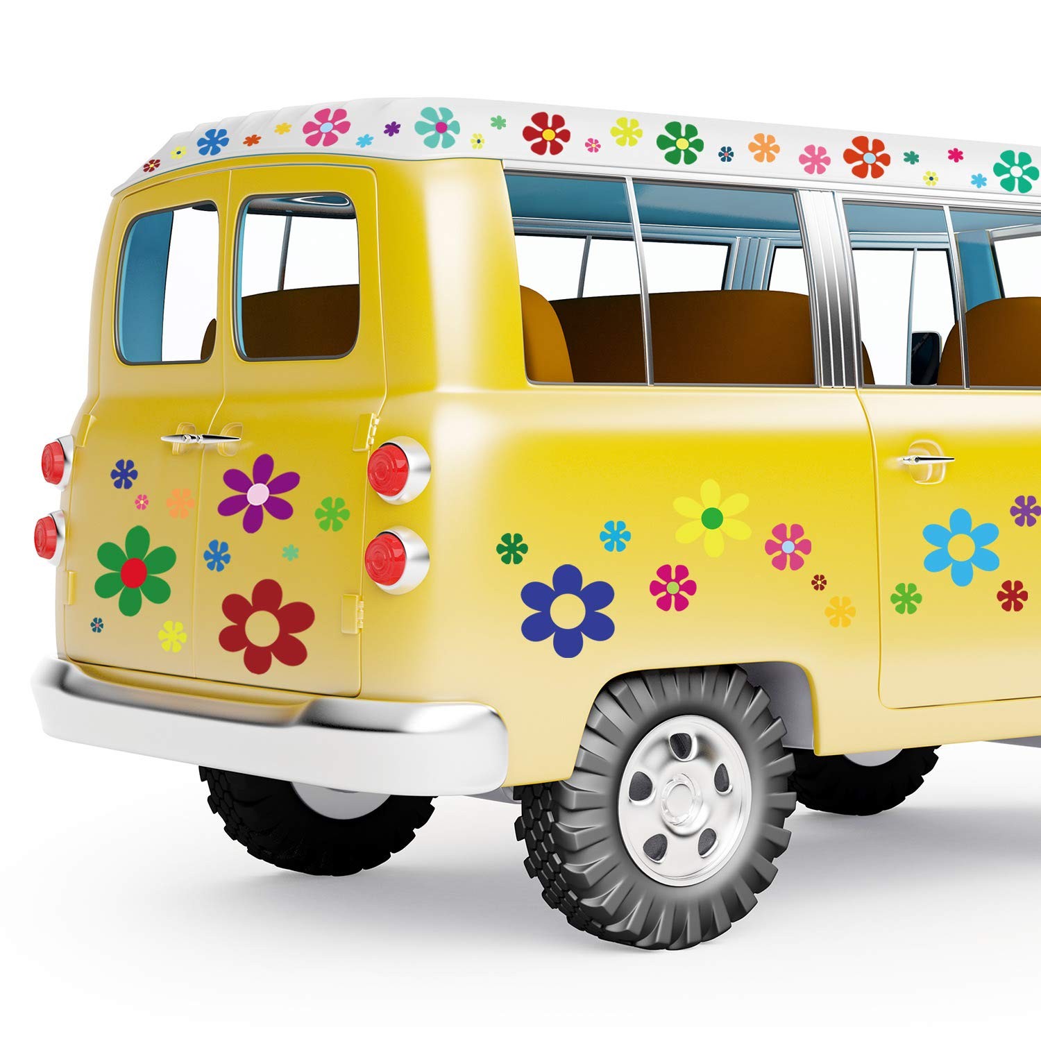 Zonon 12 Sheets Daisy Stickers Flower Car Decals 96 Piece Set, Multicolored