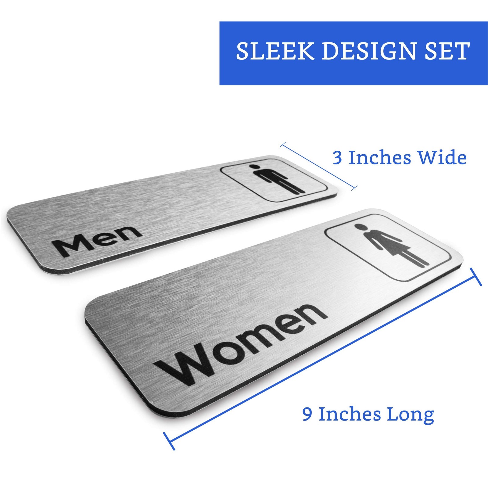 Men and Women + Restrooms Sign (Brushed Aluminum) – Bathroom Signs for Busine…