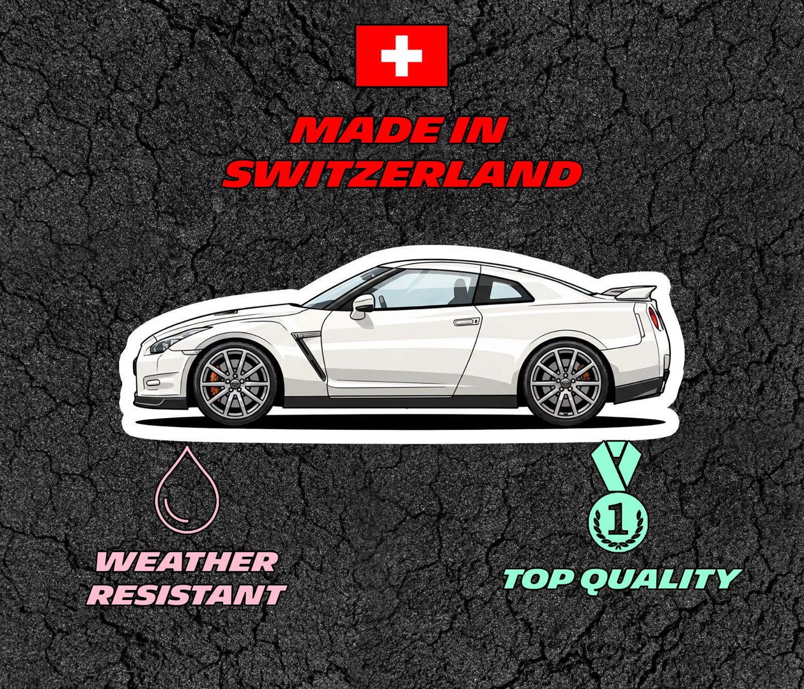 JDM Nissan Skyline GT-R R35 Car Profile Sticker Laptop, Phone, Book, Window