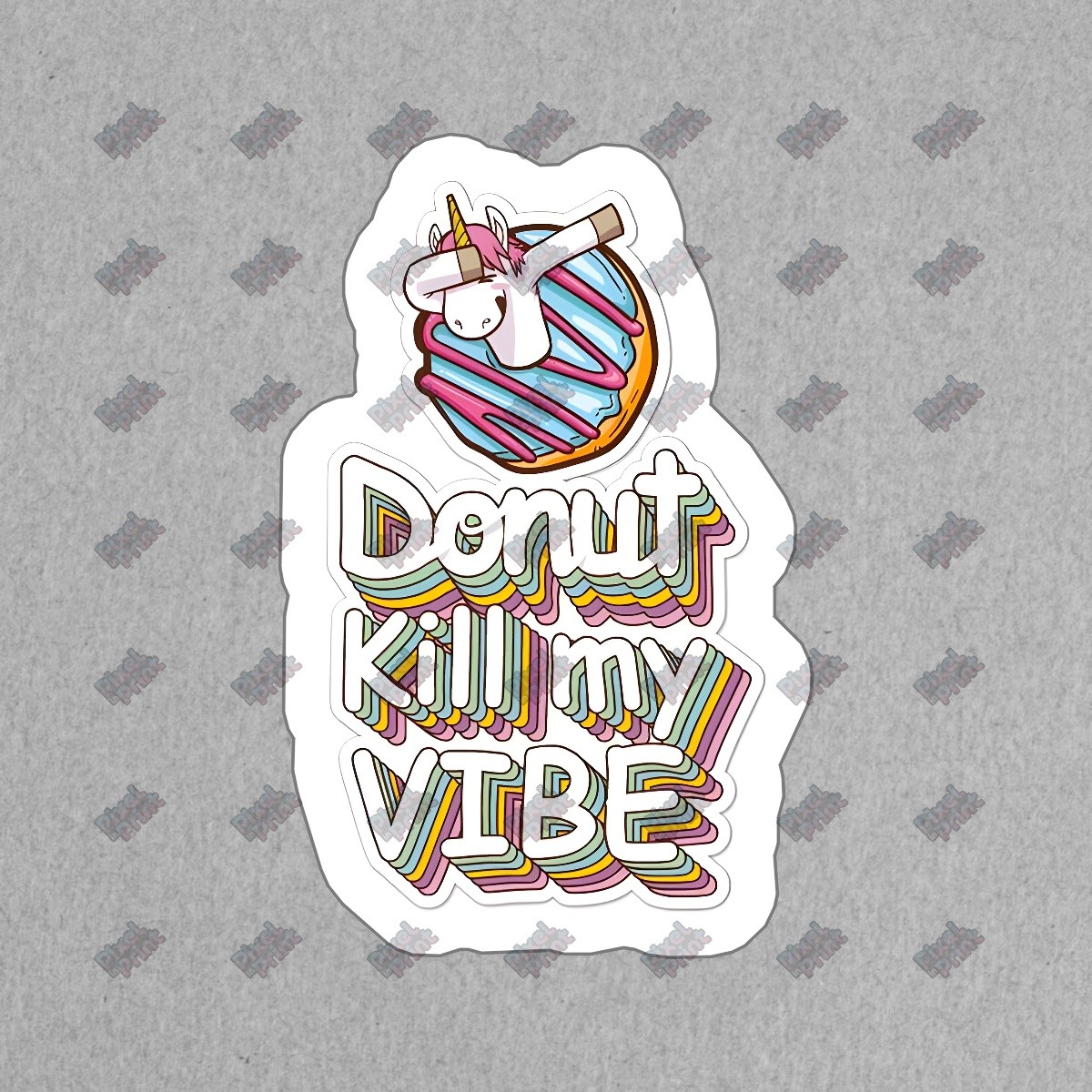 Fun Donut Unicorn Vinyl Sticker Donut Kill My Vibe Decal for Laptops, #879463