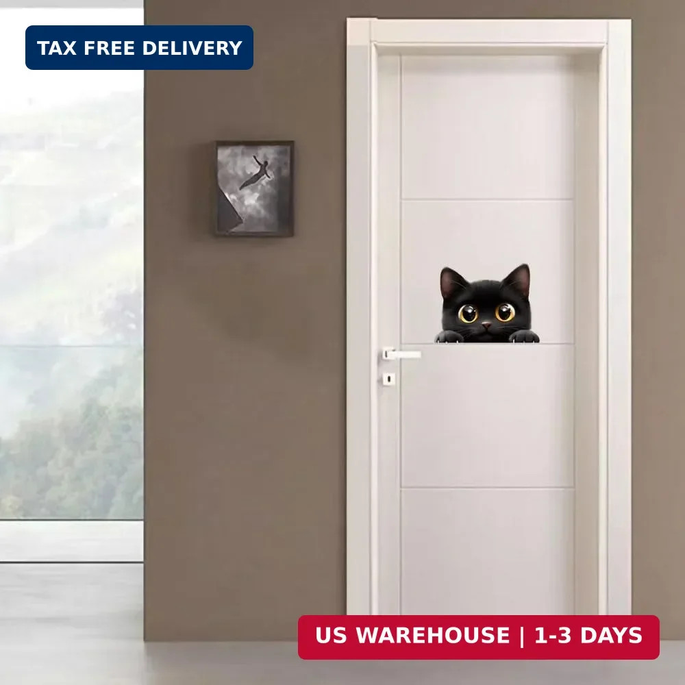 Black Cat Car Stickers 2-Pack – Removable Waterproof Vinyl Decals for Laptop Car