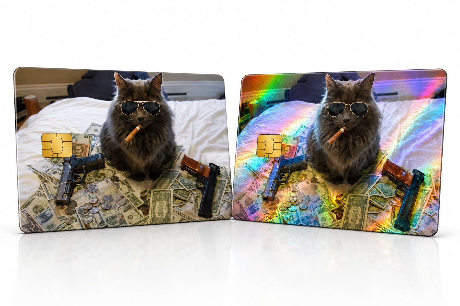Funny Gangster Cash Cat Meme Debit Card Credit Card Skin Vinyl Sticker