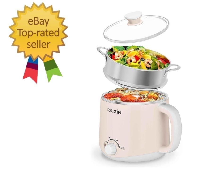 Hot Pot Electric with Steamer, Rapid Noodles Cooker, Stainless Steel Electric…