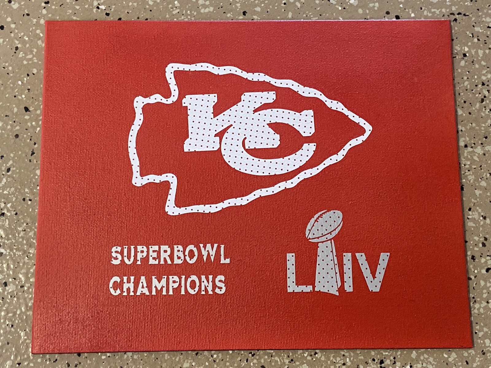 Handcrafted Kansas City Chiefs Super Bowl Champs Vinyl On Canvas 8×10 Artwork