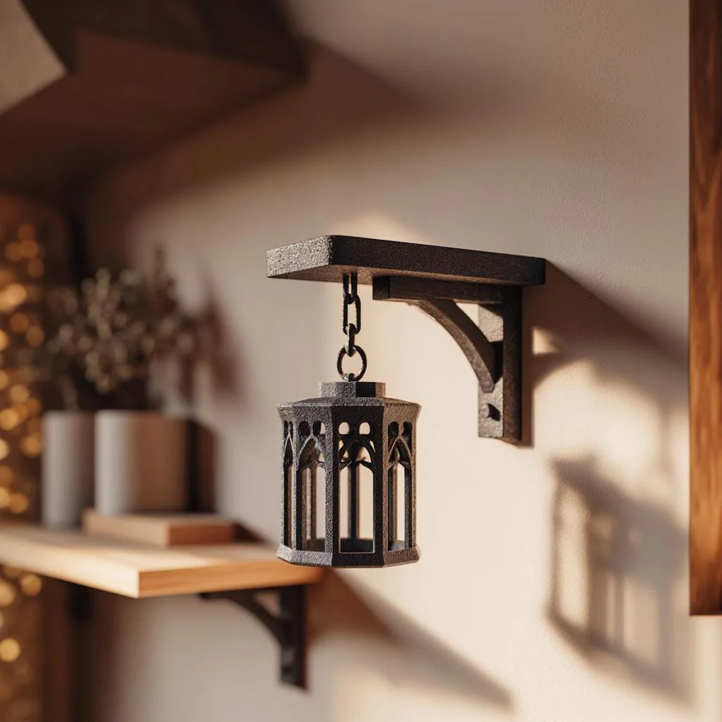 3D Printed Gothic Hanging Wall Decor on Chain | 3D Printed Lantern Style Wall