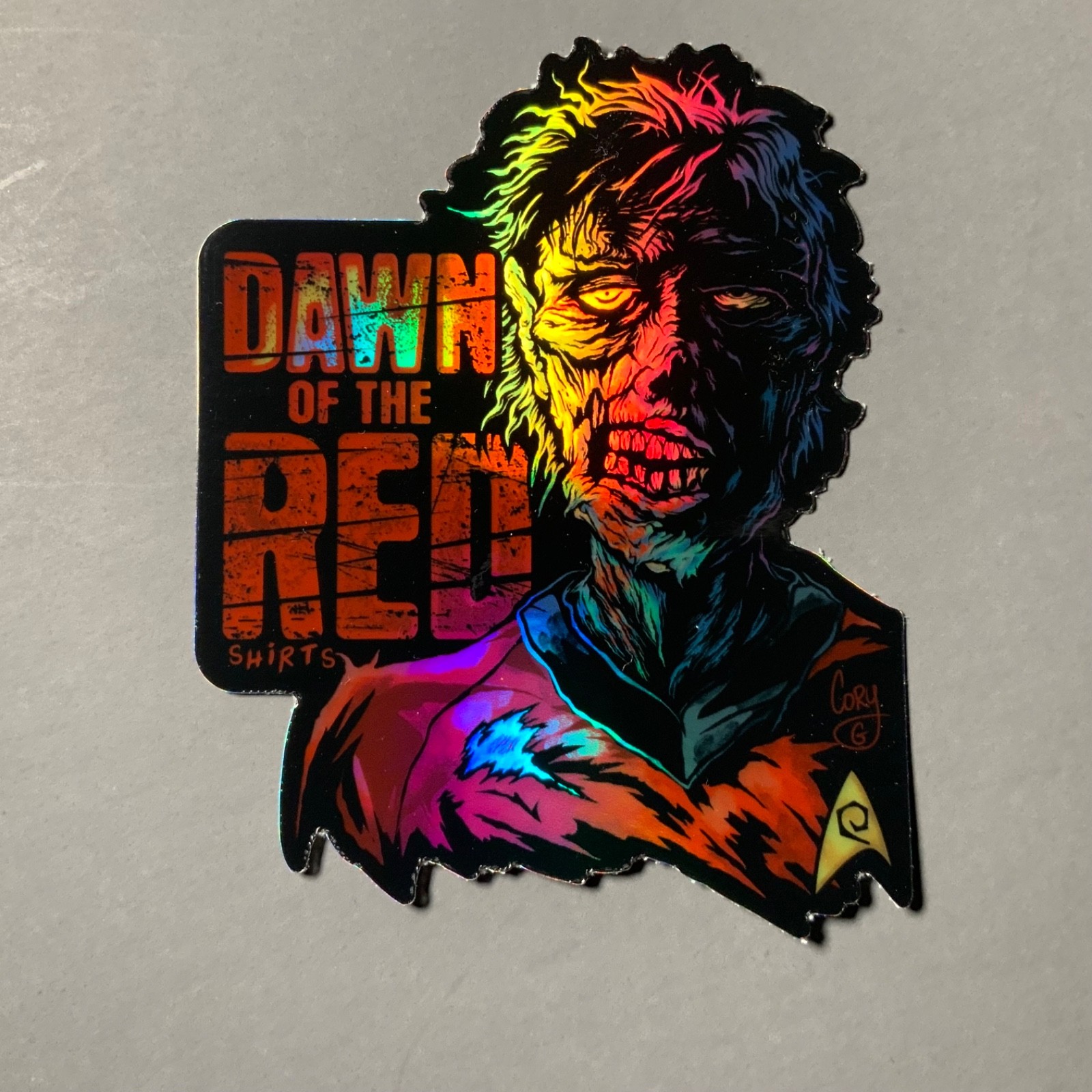Zombie Star Trek Dawn of the Dead Red Shirts Sticker dvd vhs Blu-ray Horror JTHM